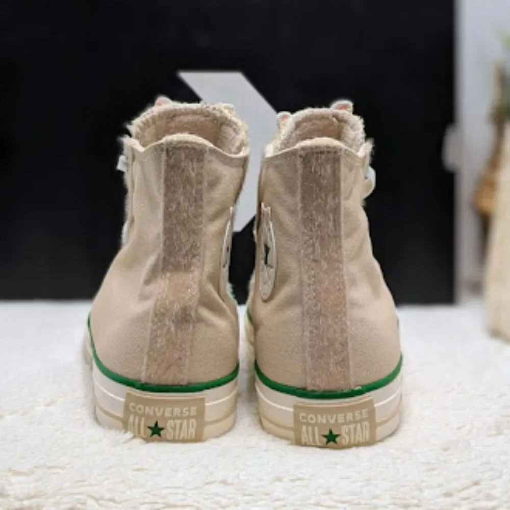 Converse CTAS Miso Glaze Alpaca Faux Fur Hi Top Sneakers + Bag Women's 9.5 NIB